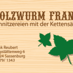 Holzwurm Frank, Visitenkarte Vorderseite
