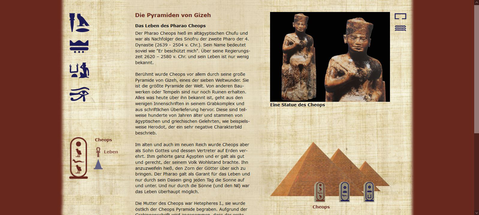 Die Pyramiden von Gizeh - Cheops - Leben
